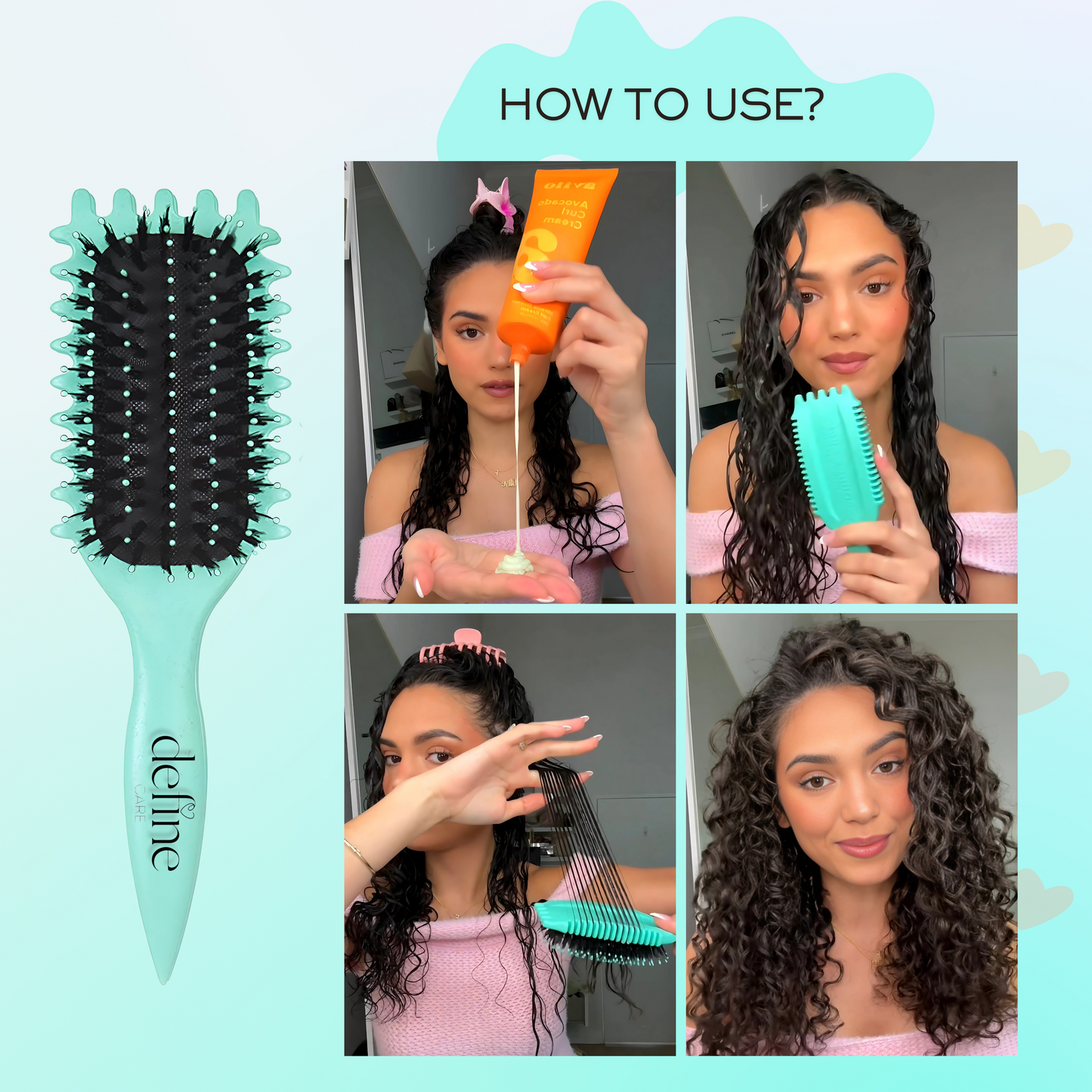 Define Care 3 in 1 Curl Defining Brush for Natural Curls, Detangling Define Curl Brush for Women & Mens!